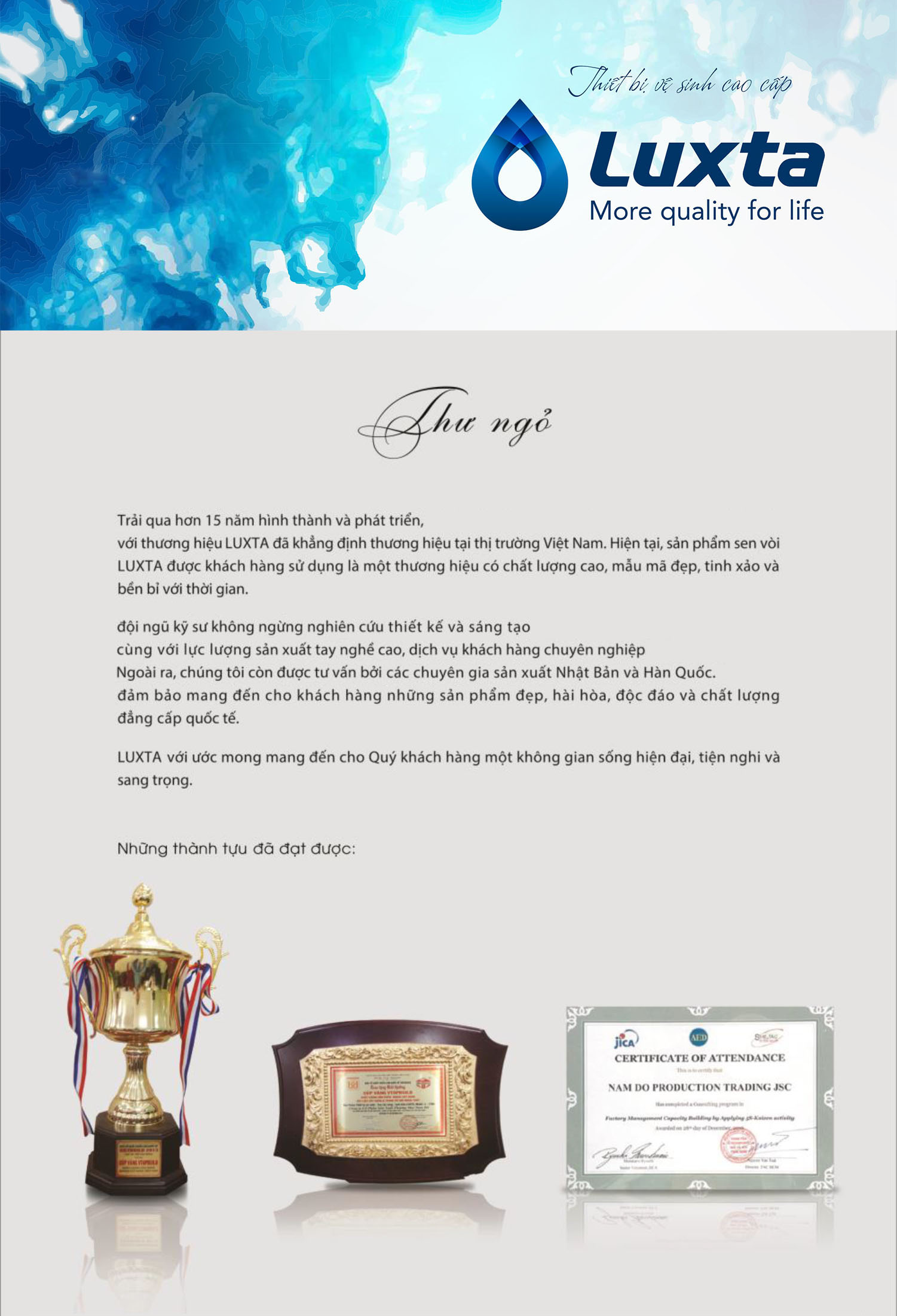 Luxta là thương hiệu thiết bị vệ sinh uy tín trên thị trường đáng tin cậy