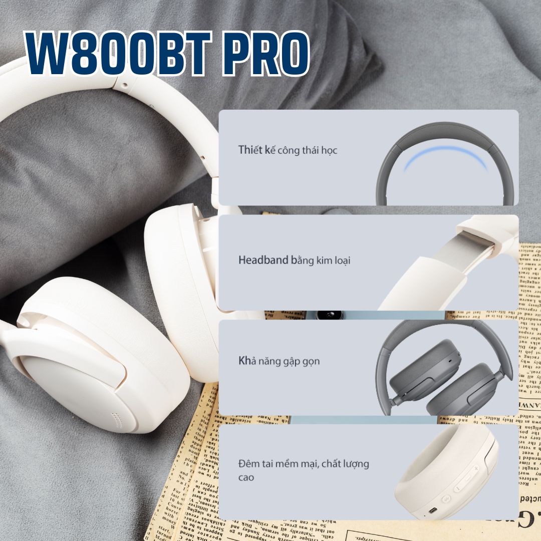 Nhẹ nhàng, thoải mái cả ngày với thiết kế Edifier W800BT Pro gập gọn.