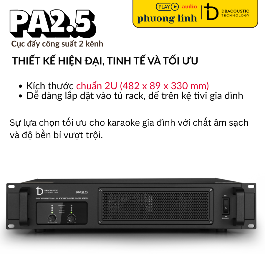 Thiết kế sang trọng của Đẩy công suất DBacoustic PA2.5.