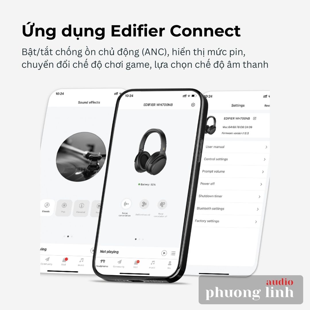 EDIFIER WH700NB tùy chỉnh Edifier Connect
