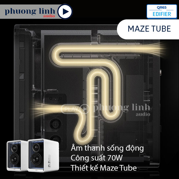 Âm thanh sống động với công suất 70W với thiết kế Maze Tube