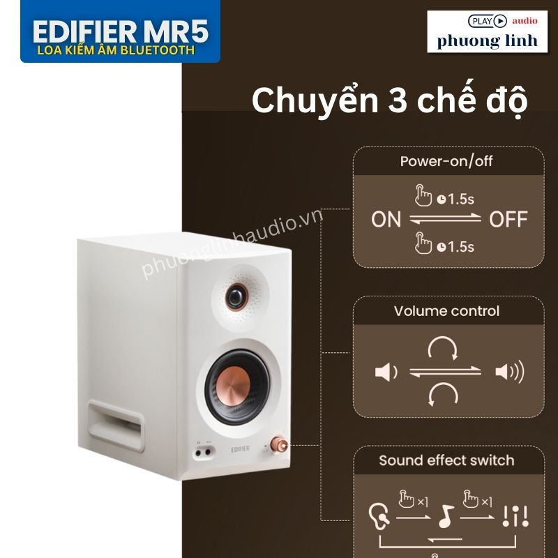 Nút xoay đa chức năng ở mặt trước loa Edifier MR5