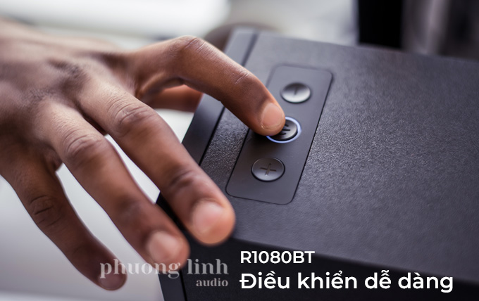 Edifier R1080BT nút bấm vật lý tiện lợi ngay mặt trên loa