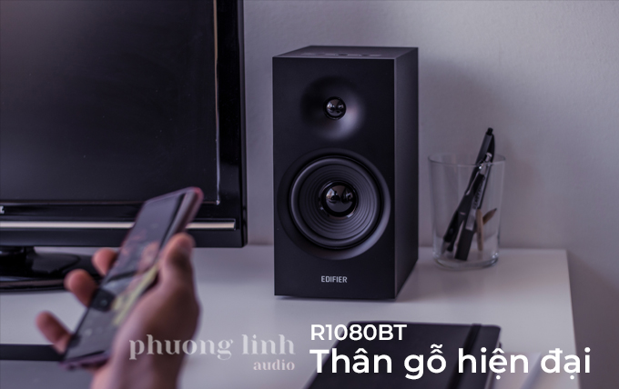 Loa Edifier R1080BT decor bàn làm việc theo phong cách hiện đại