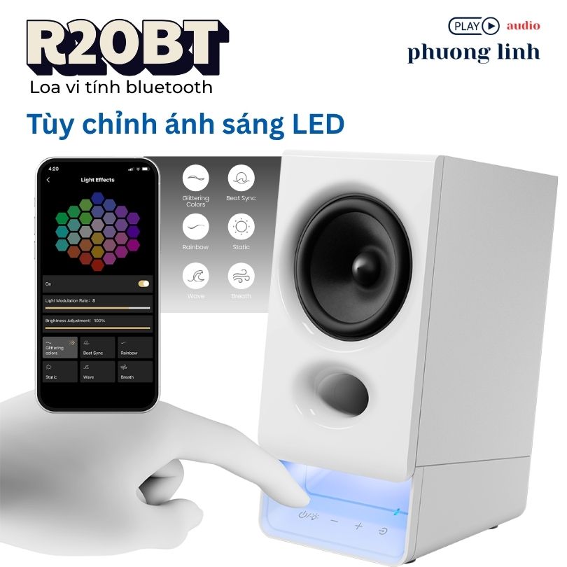 Loa Edifier R20bt tích hợp hiệu ứng ánh sáng LED tùy chỉnh