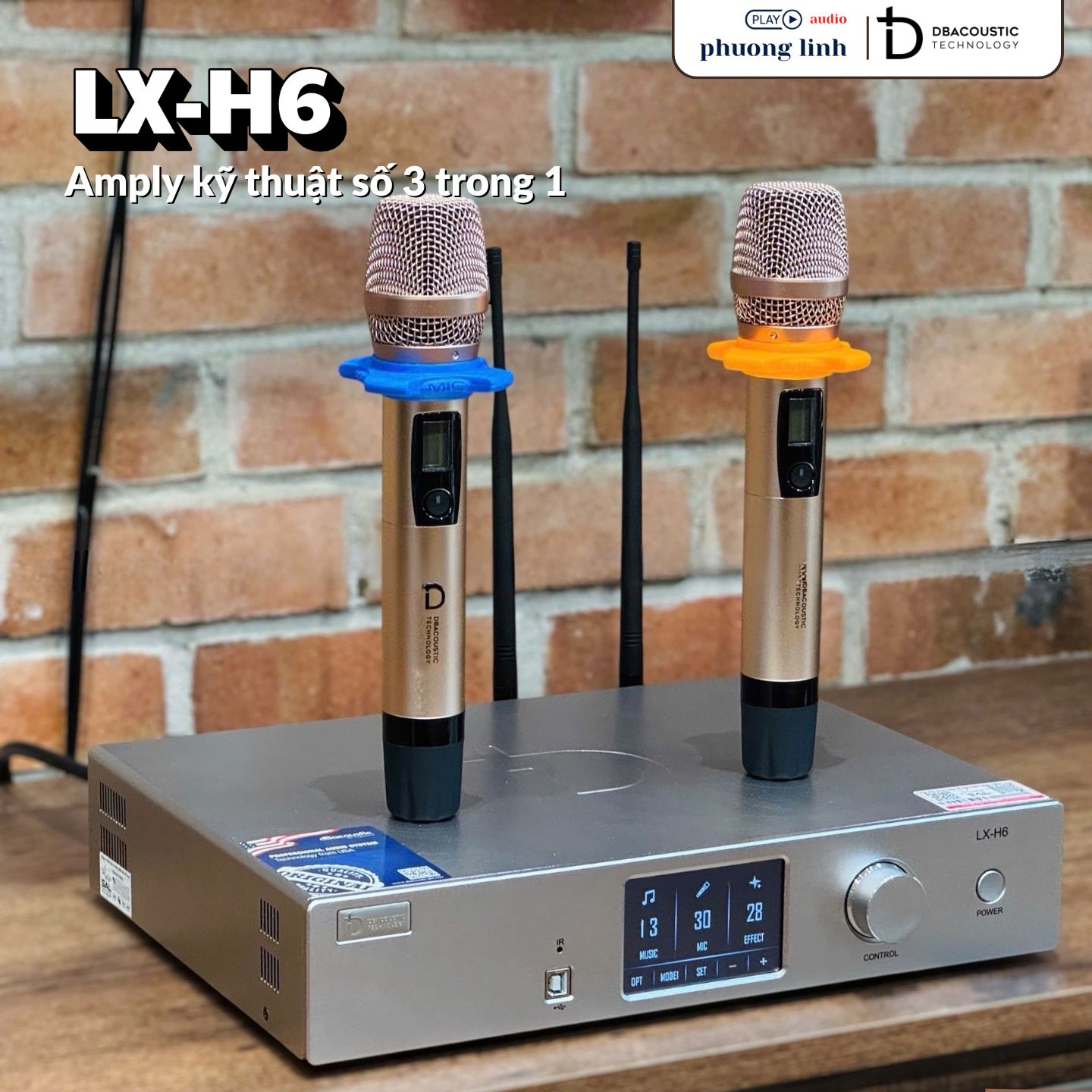 Micro không dây cao cấp hợp kim với màn hình LCD đi kèm amply DBacoustic LX-H6