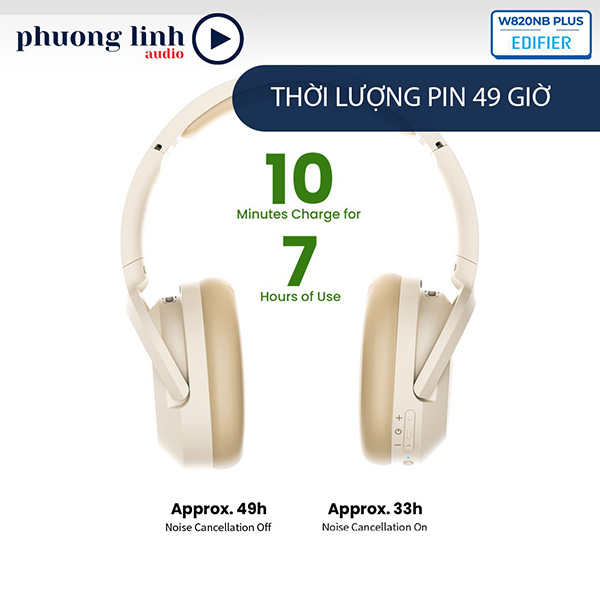 Tai nghe W820NB Plus sử dụng tối đa 49 giờ liên tục