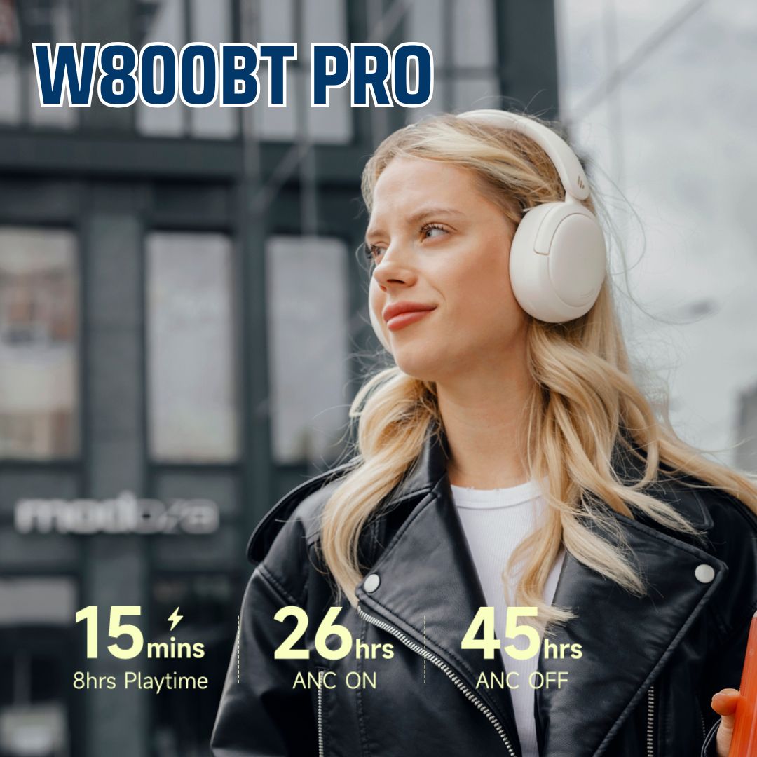 45 giờ nhạc liên tục cùng Edifier W800BT Pro chỉ trong một lần sạc.