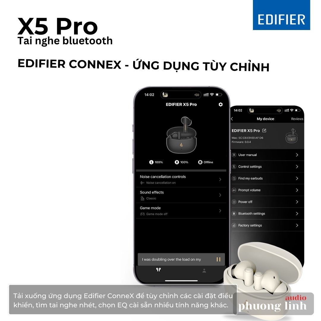 Tùy chỉnh tai nghe dễ dàng trên ứng dụng Edifier ConneX