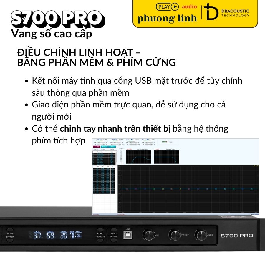 Tinh chỉnh S700 Pro linh hoạt qua phần mềm máy tính chuyên dụng.