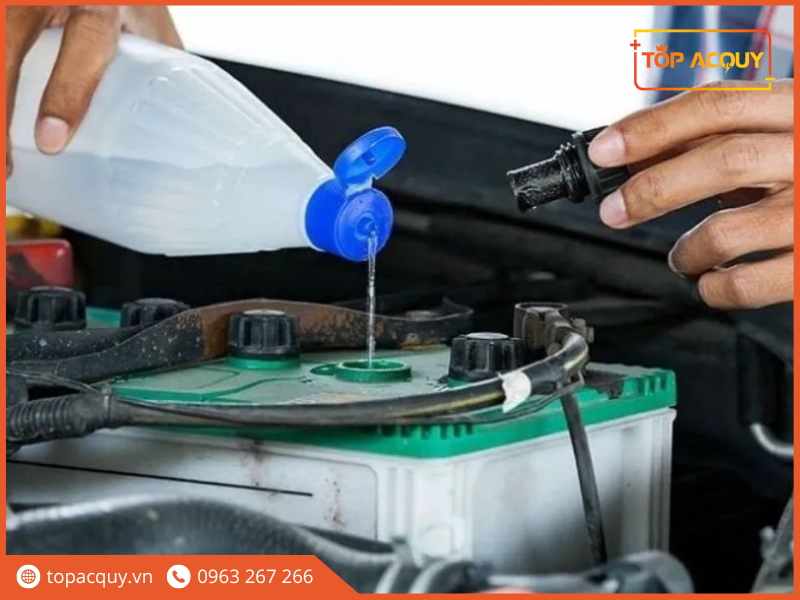 cách châm Axit Sunfuric vào ắc quy