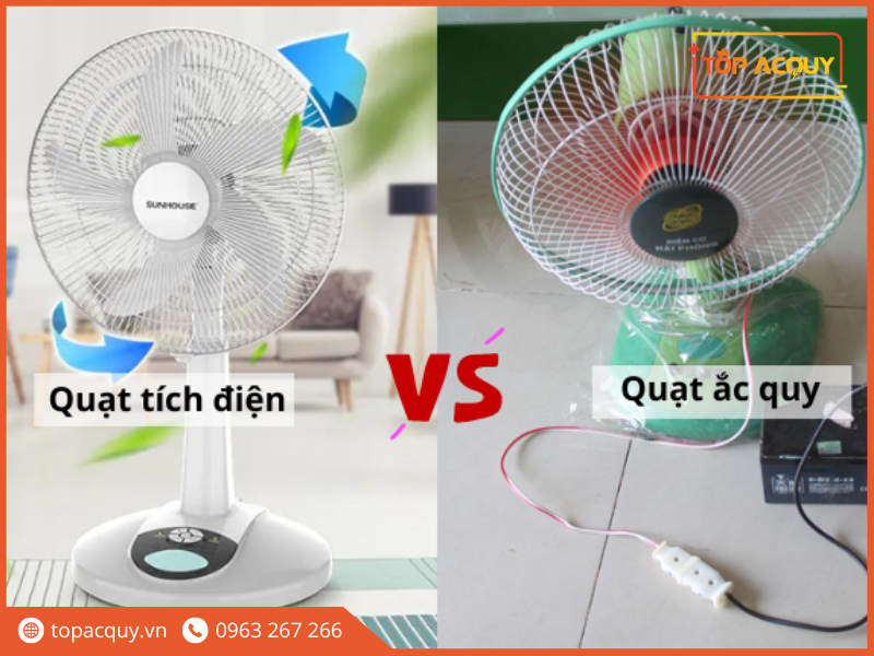 bình ắc quy chạy quạt điện