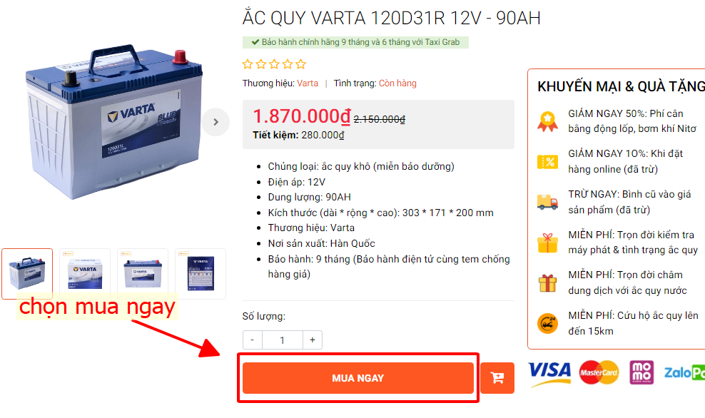 bình ắc quy Varta TPHCM