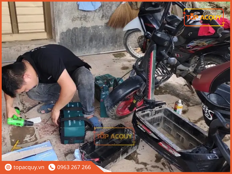 cách đấu bình ắc quy xe đạp điện