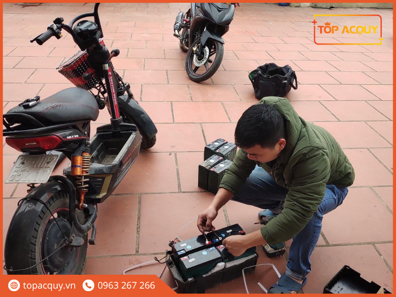 cách đấu 5 bình ắc quy xe đạp điện