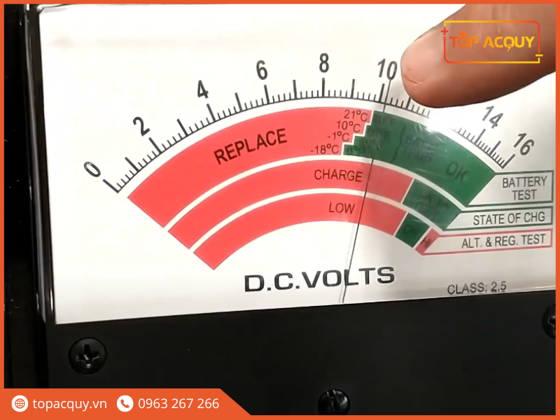 Điện áp duy trì trên 9,6V trong 15 giây