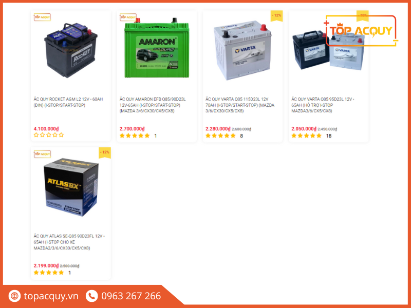các mẫu ắc quy cho xe i stop