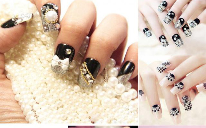 Mẫu nail đính đá kiểu trơn