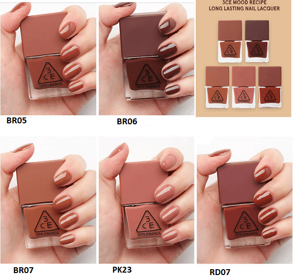 Gam màu trung tính trong bảng sơn móng 3CE