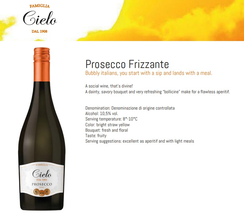 Rượu vang Cielo Prosecco Frizzante