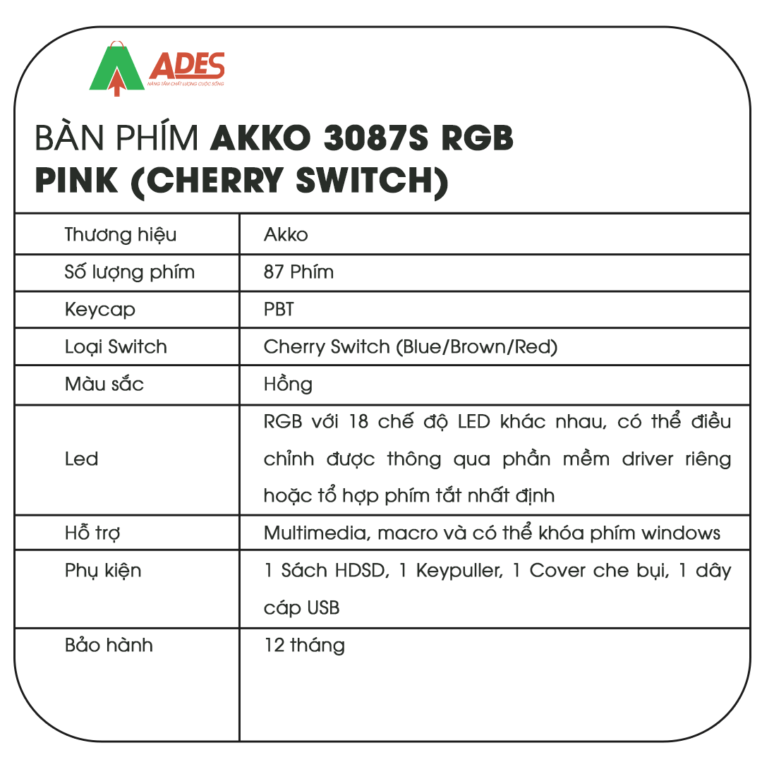AKKO 3087S - Pink RGB (Cherry sw)