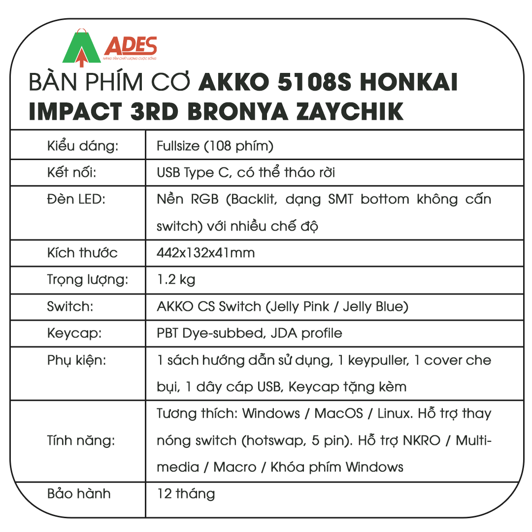 AKKO 5108S Honkai Impact 3rd – Bronya Zaychik