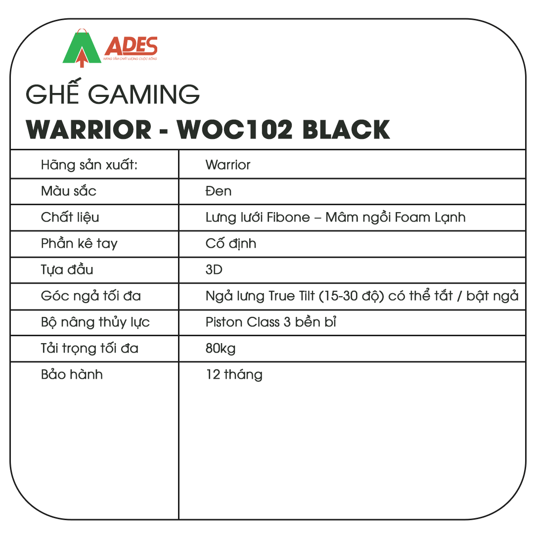 Ghế Gaming Warrior WOC102 Black