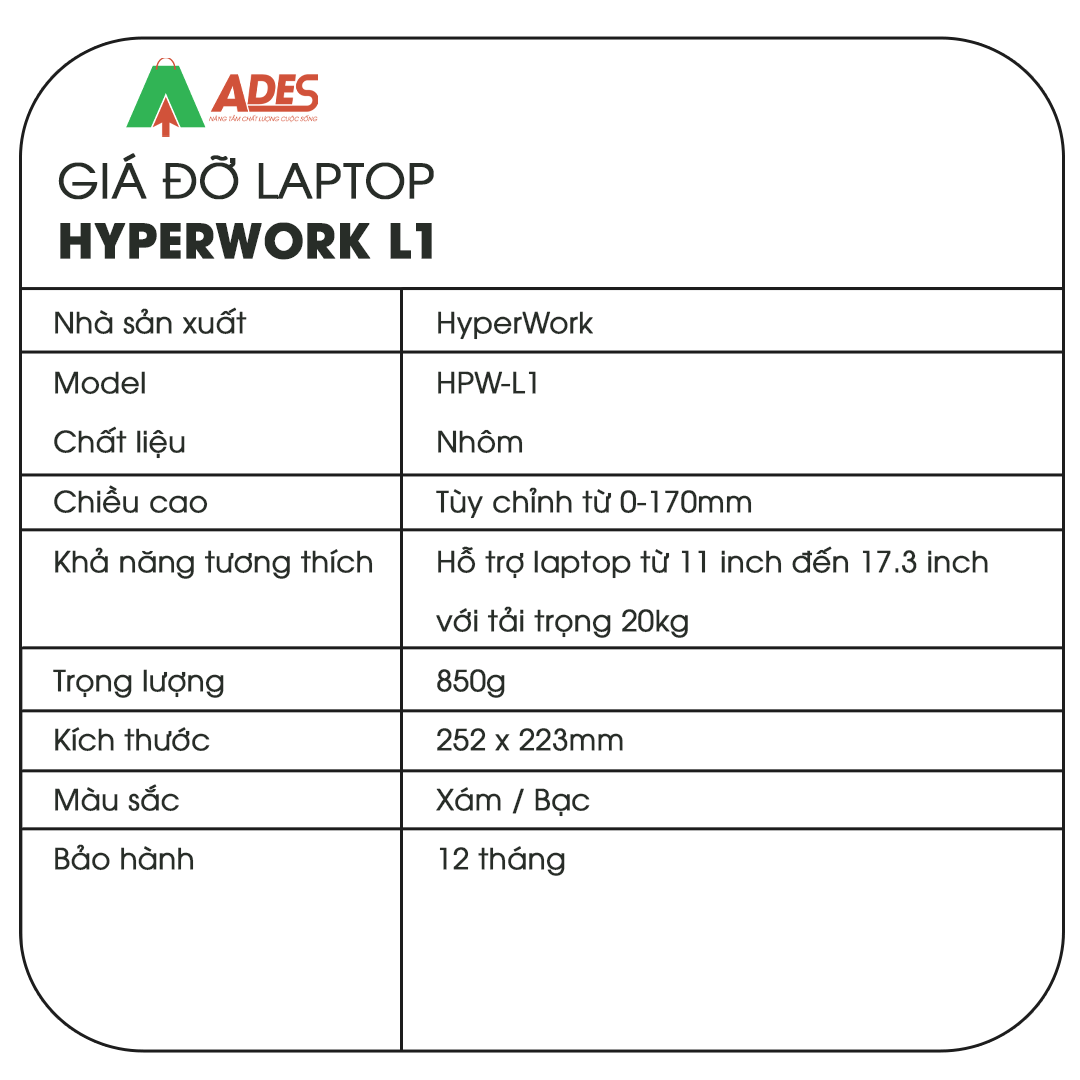 Gia do laptop Hyperwork L1