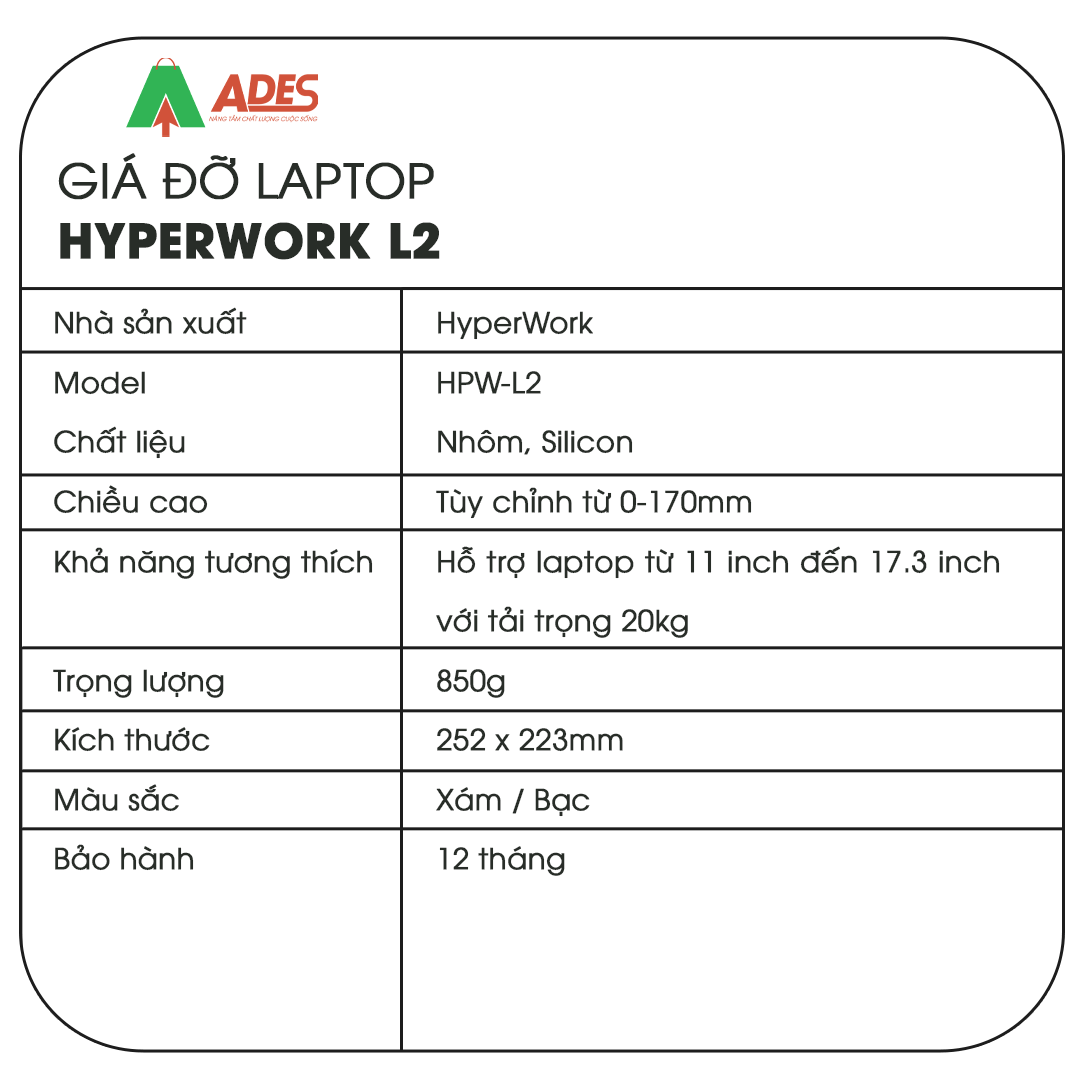 Gia do laptop Hyperwork L2
