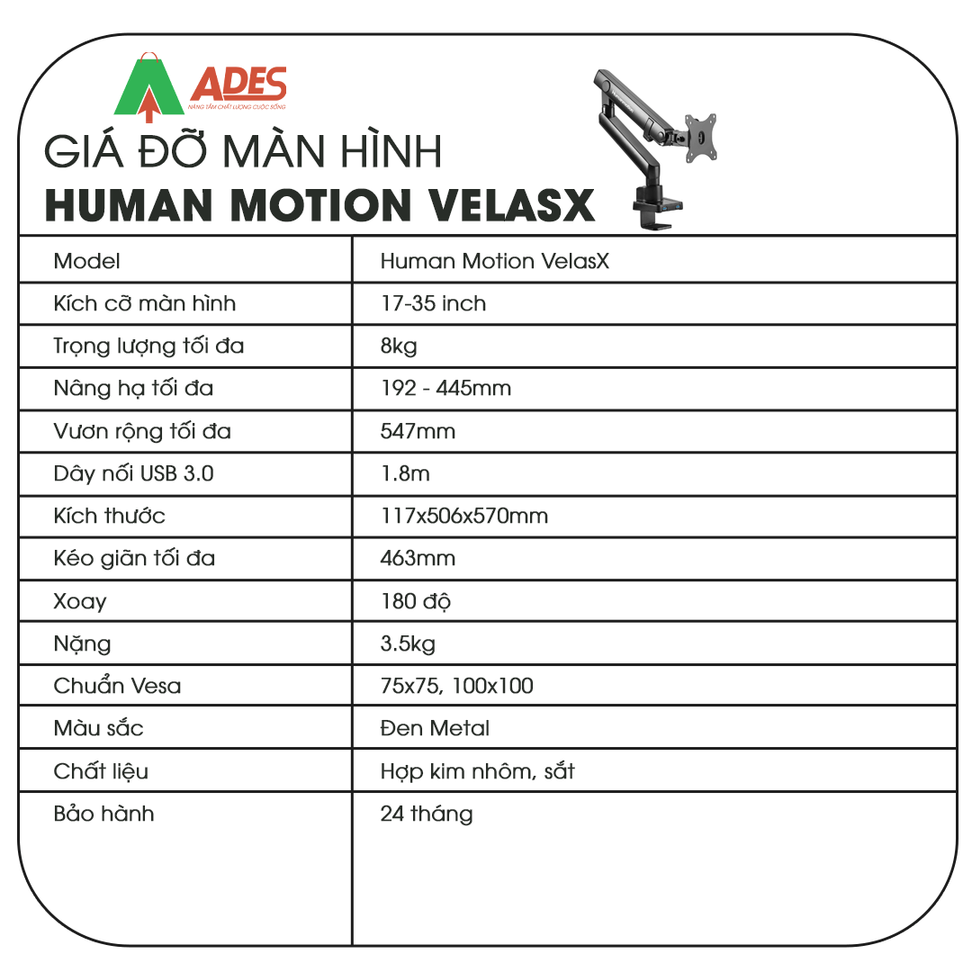 Human Motion VelasX thong so