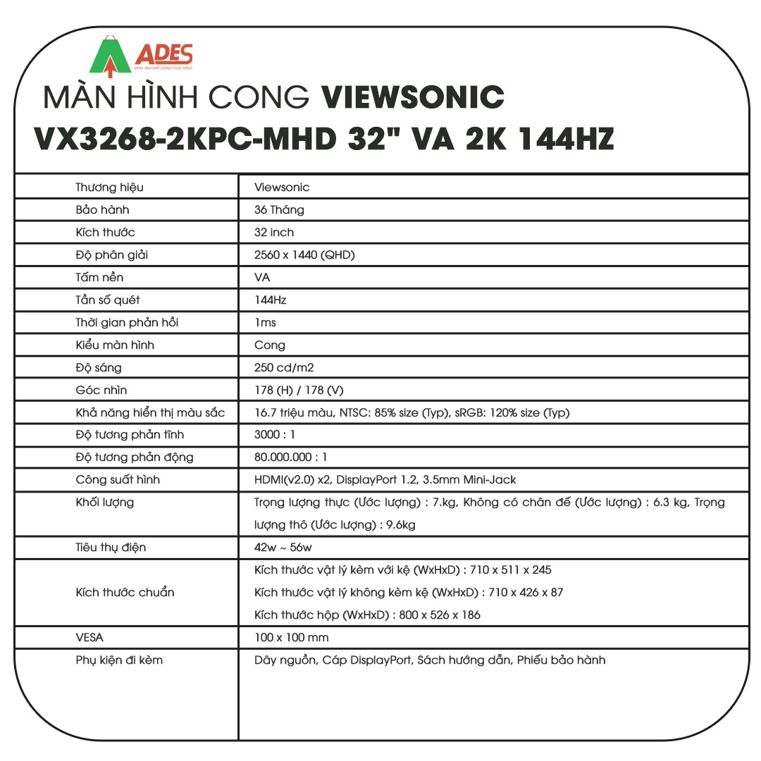 Man hinh ViewSonic VX3268-2KPC-MHD