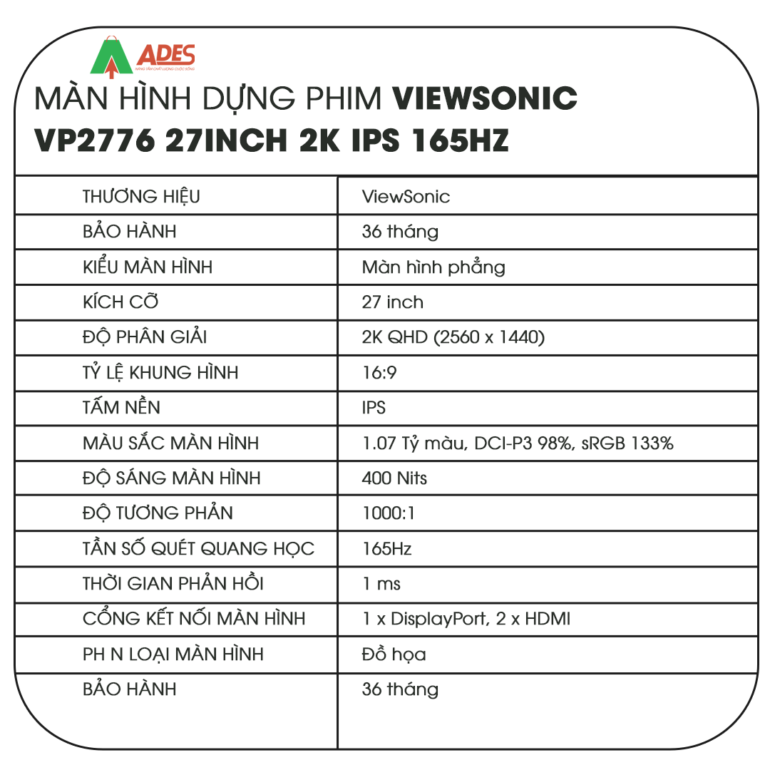 Man hinh ViewSonic VP2776