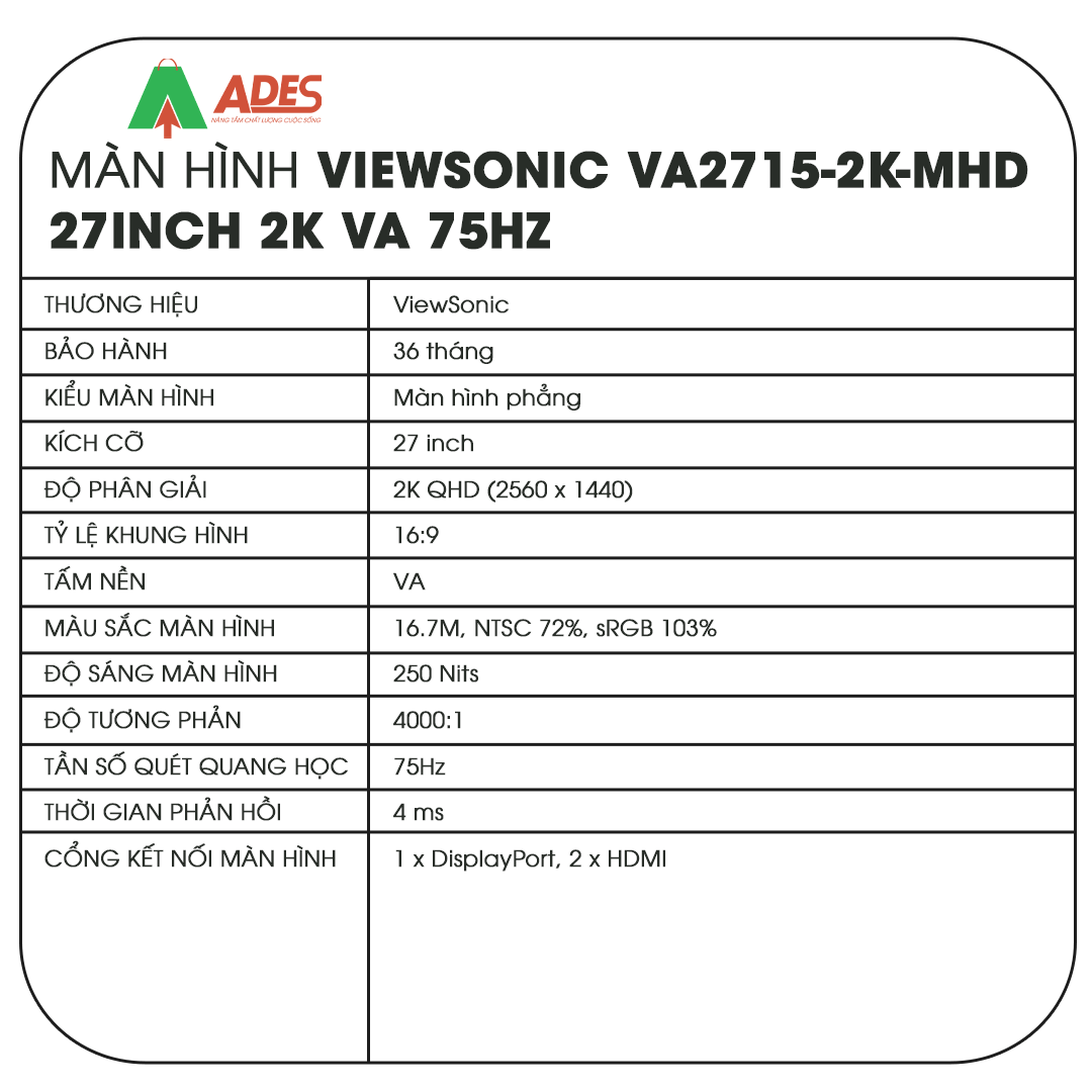 Man hinh ViewSonic VA2715-2K-MHD