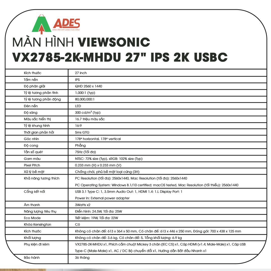 Man hinh ViewSonic VX2785-2K-MHDU