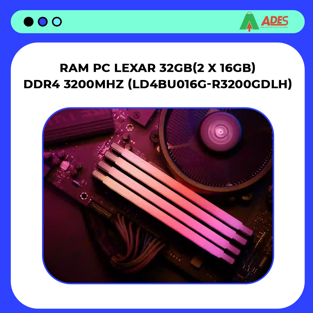 Ram PC Lexar 32GB(2 x 16GB) DDR4 3200MHz (LD4BU016G-R3200GDLH)