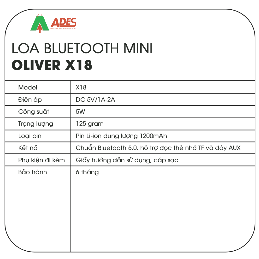 Loa bluetooth OLIVER X18