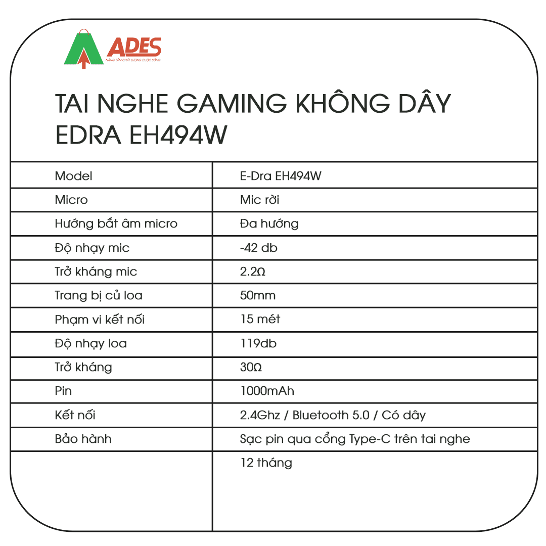 Tai nghe Gaming Edra EH494W