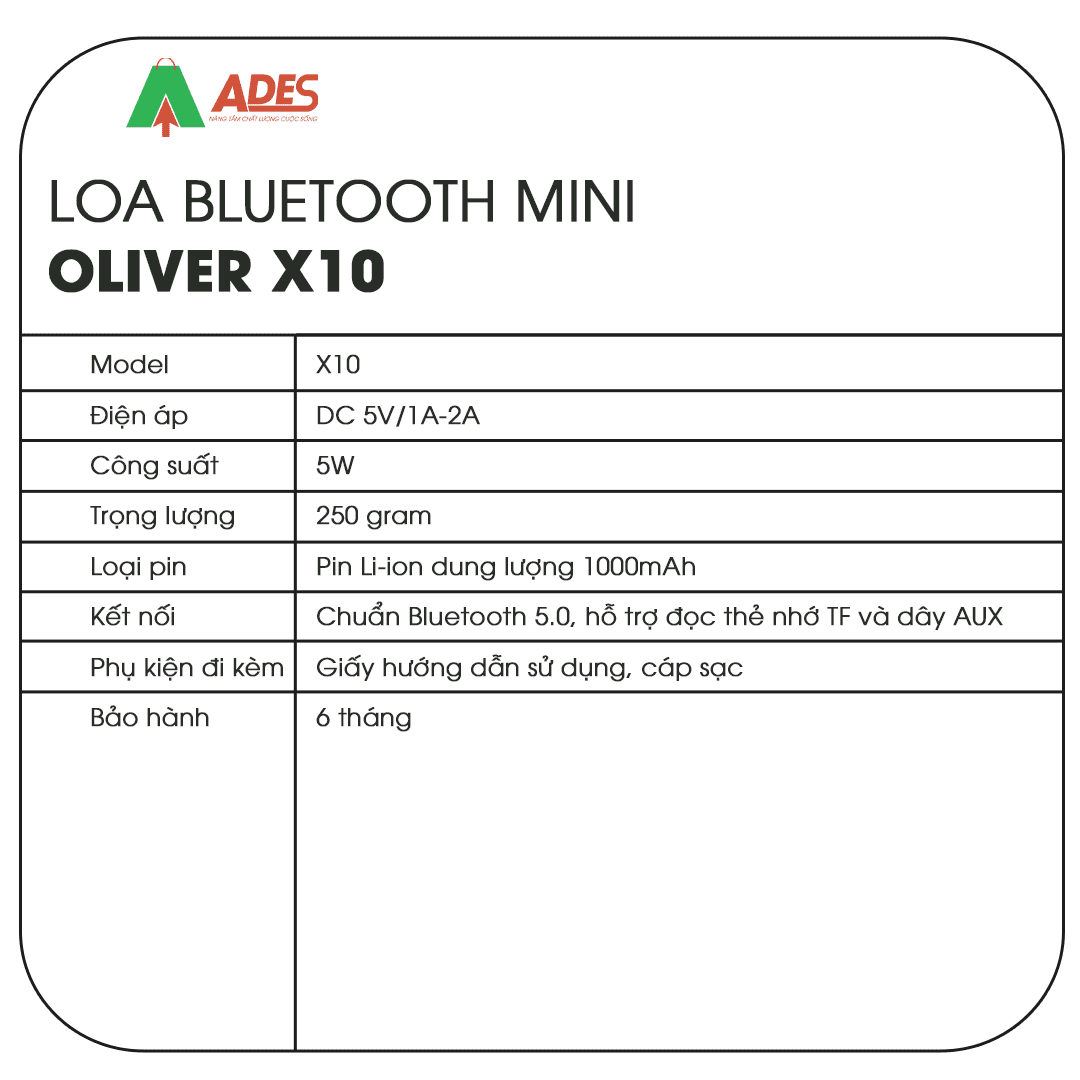 Loa bluetooth OLIVER X10