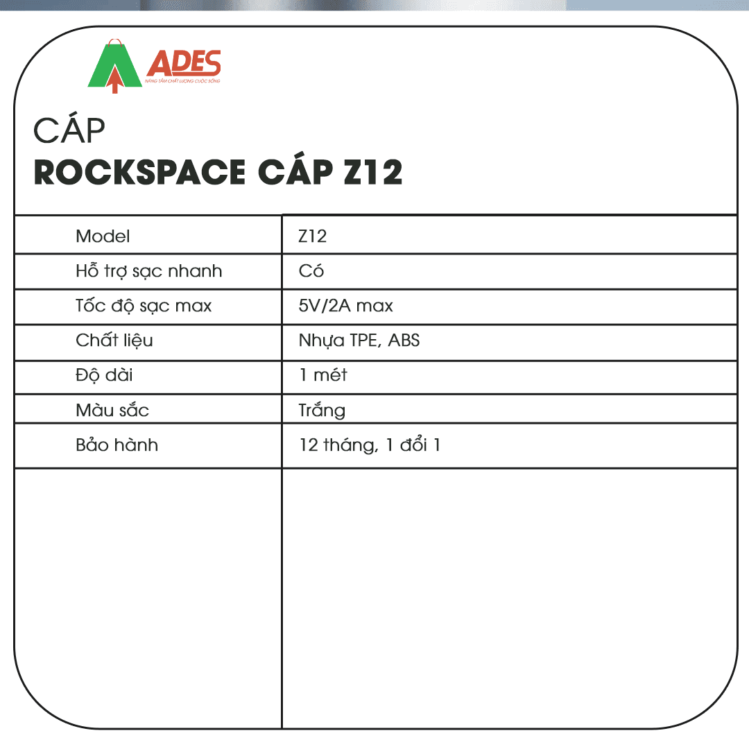 Day cap sac nhanh RockSpace Z12