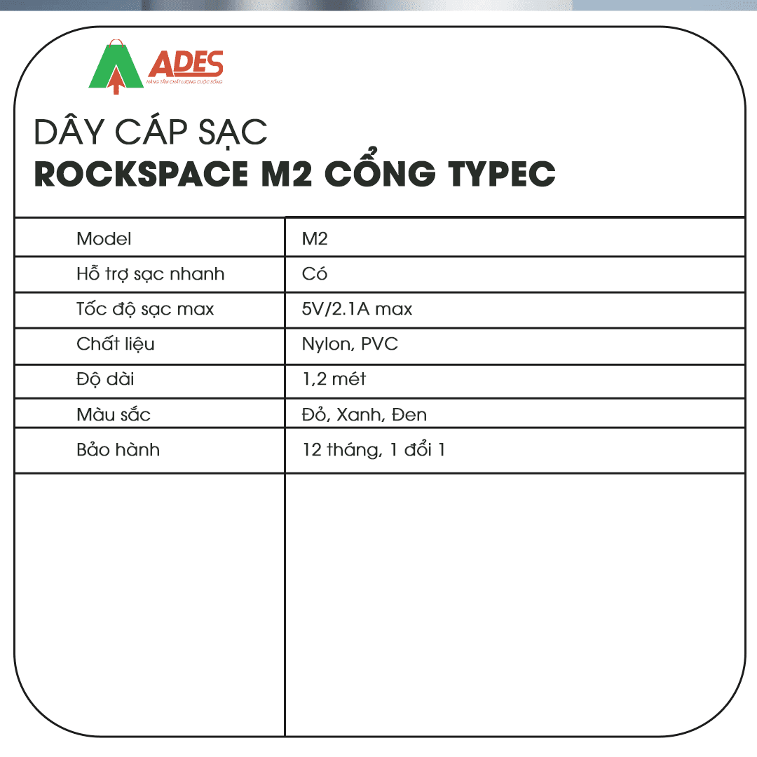 Day cap sac Rockspace M2 cổng TypeC