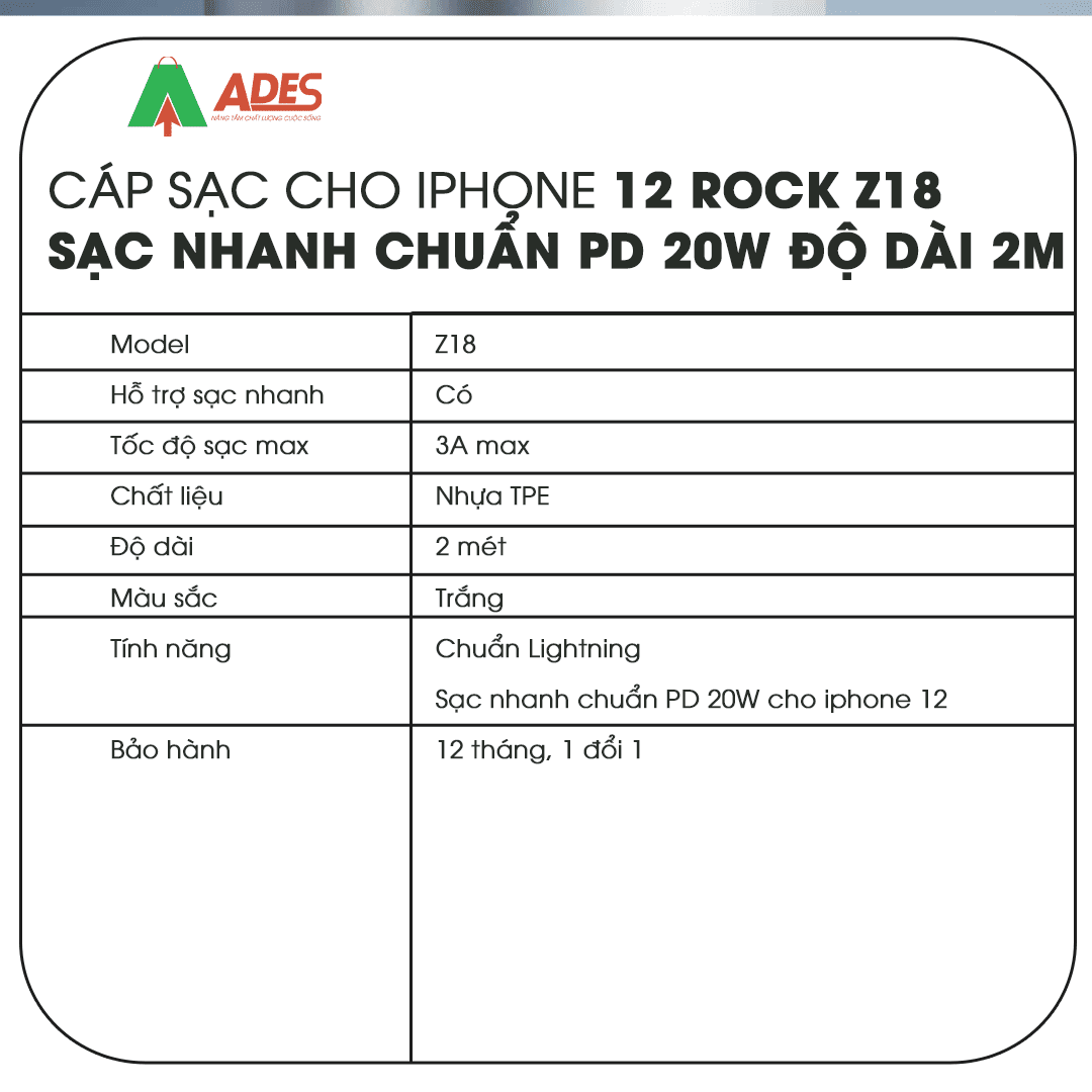 Day cap sac nhanh Rockspace Z18