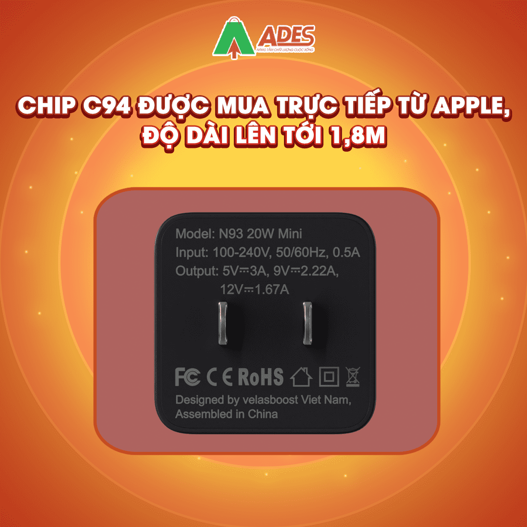 Cu sac Velasboost N93 20W - Mini