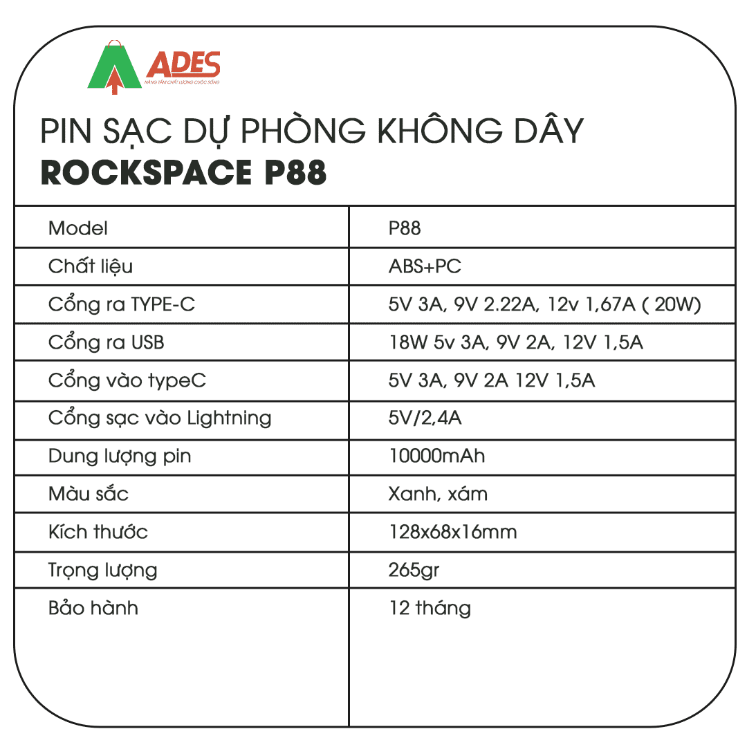 Pin sac du phong Rockspace P88