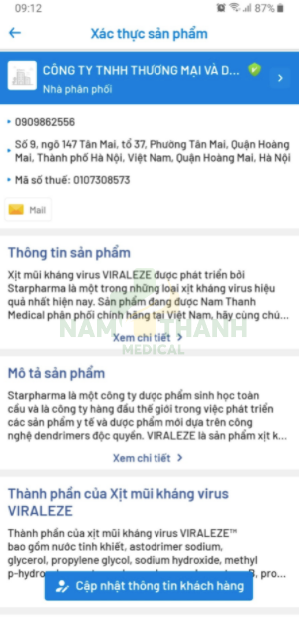 Hướng dẫn kiểm tra Bình xịt mũi VIRALEZ chính hãng