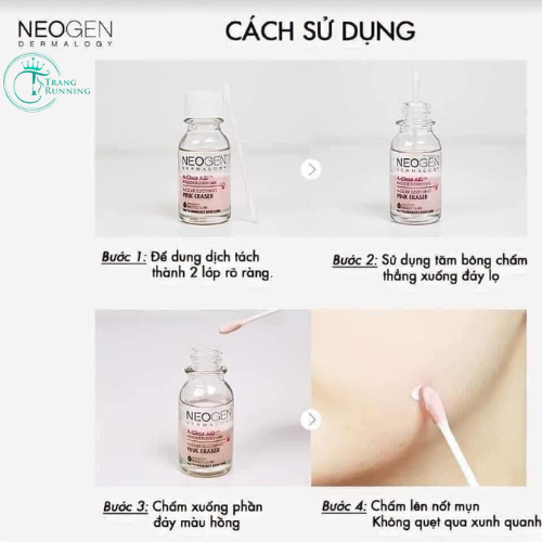 HƯỚNG DẪN SỬ DỤNG Dung Dịch Chấm Mụn, Giảm Sưng Viêm Cấp Tốc Neogen Dermalogy A-Clear Soothing Pink Eraser 15ml