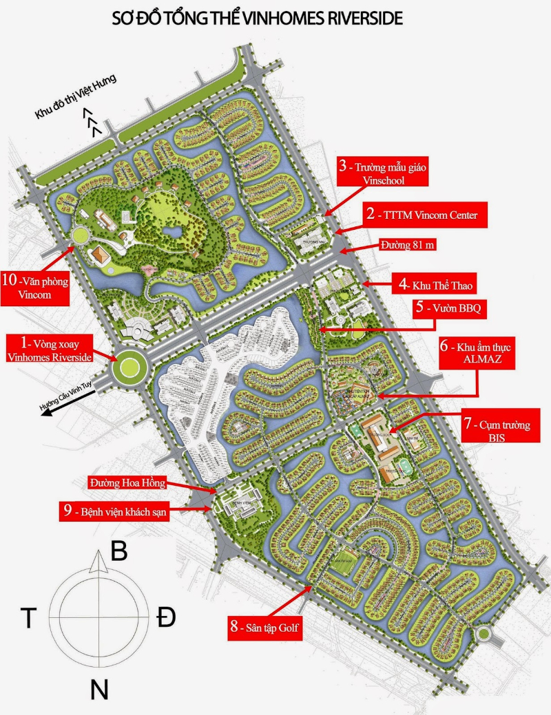 Sơ đồ tổng quan dự án Vinhomes Riverside