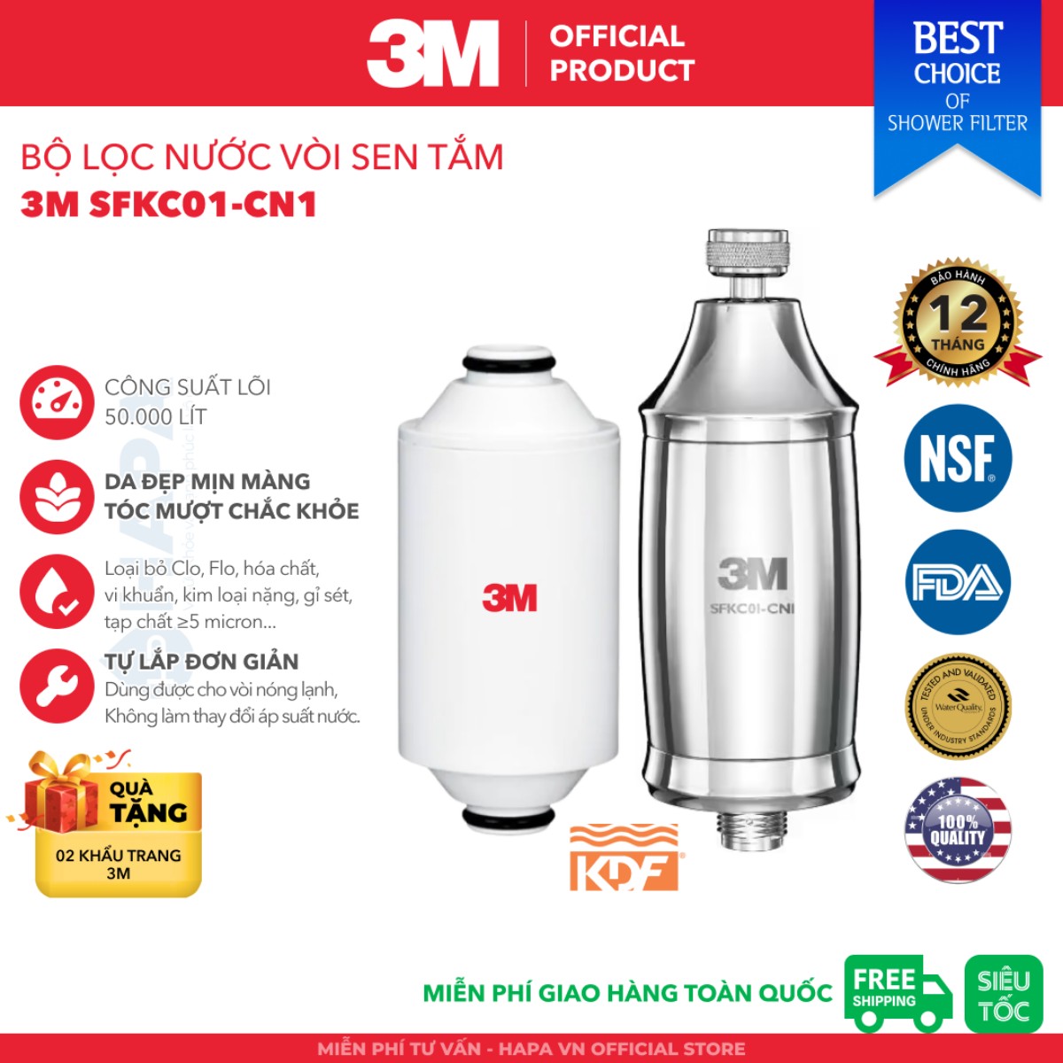 Bộ Lọc Nước Vòi Sen Tắm Nóng Lạnh 3M SFKC01-CN1