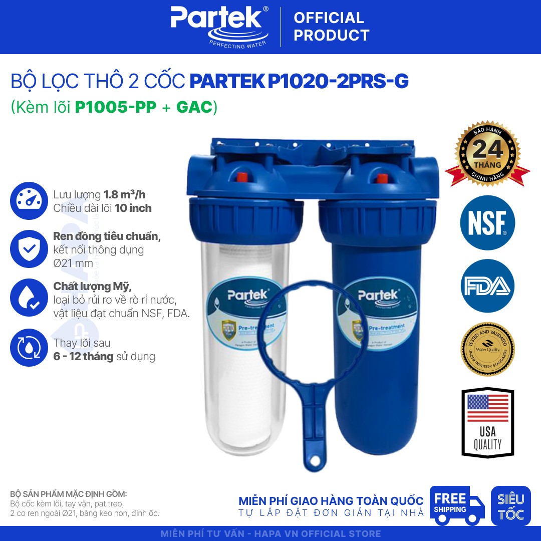 Bộ Lọc Nước Đầu Nguồn PARTEK Series P1020-2PRS
