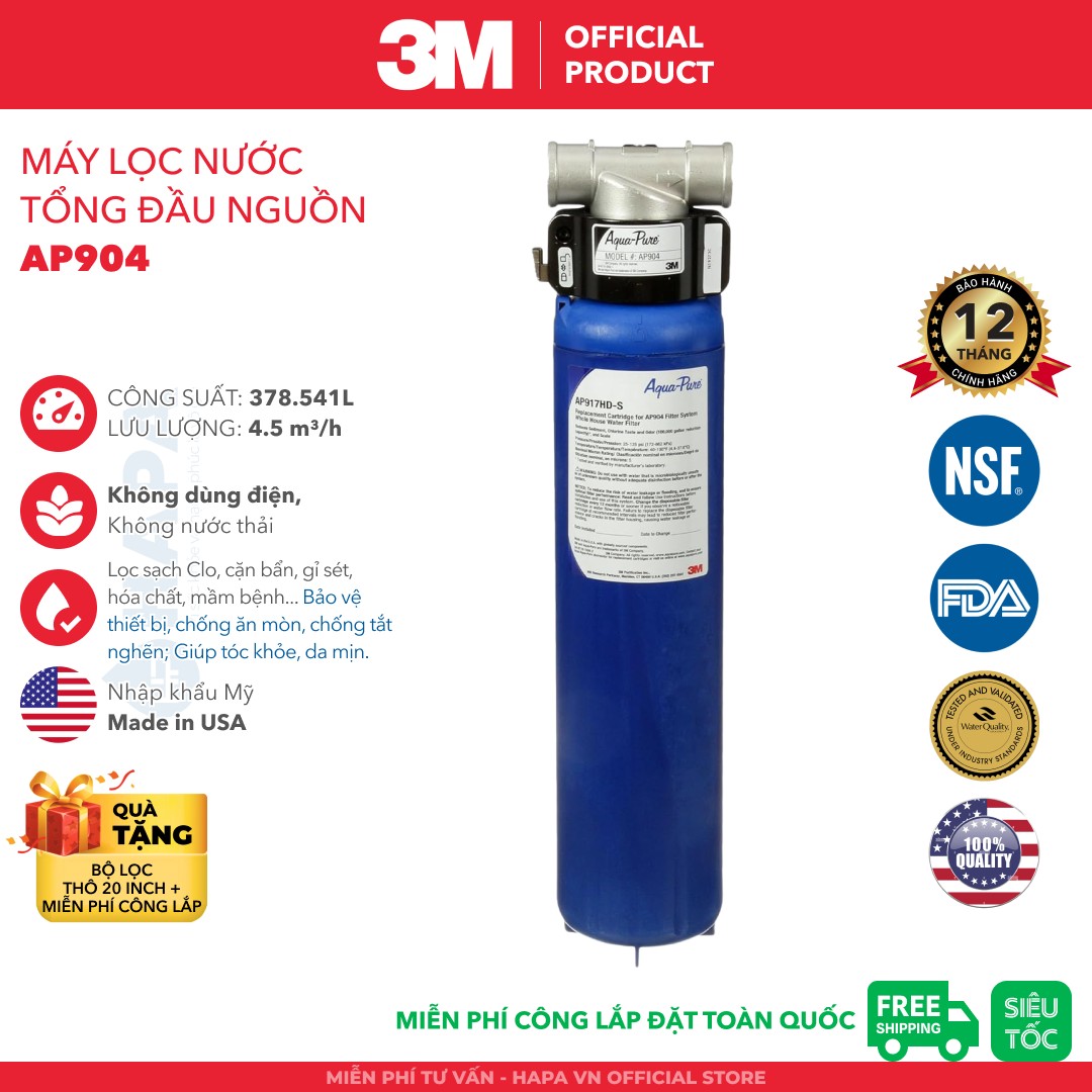 Máy Lọc Nước Đầu Nguồn 3M AP904 Lọc Nước Toàn Nhà