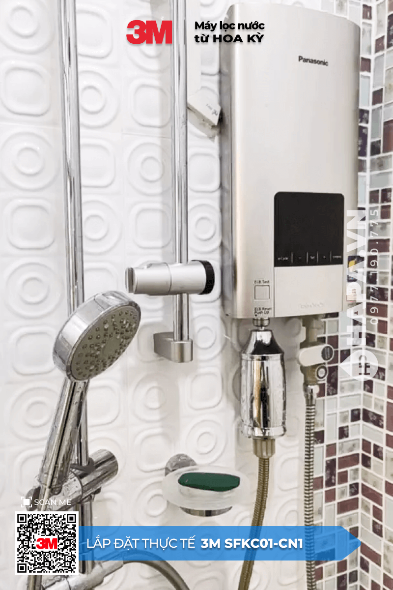 Hình ảnh lắp đặt thực tế của Bộ Lọc Nước Vòi Sen Tắm 3M SFKC01-CN1 tại Happy Valley, Quận 7, TP. HCM